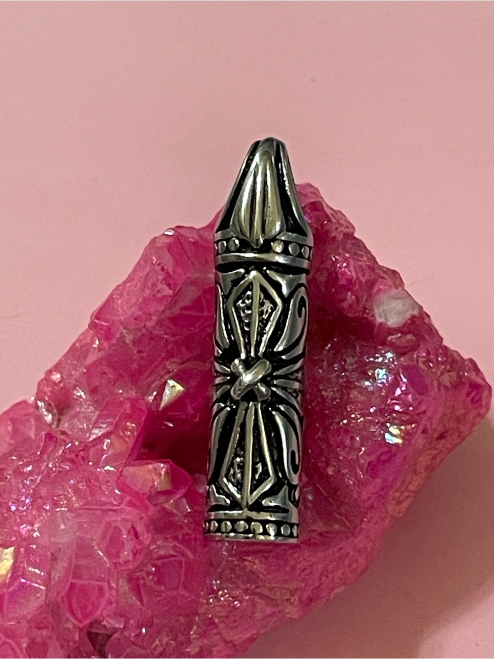 Stainless Steel Elongated Amulet 3D Pendant #7454